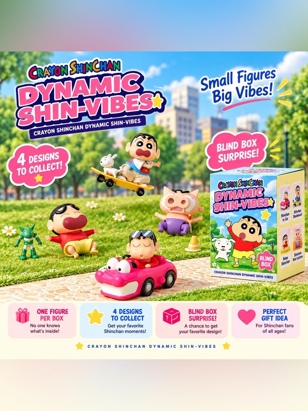 52TOYS Crayon Shinchan Dynamic Shin-Vibes Blind Box – New Sealed